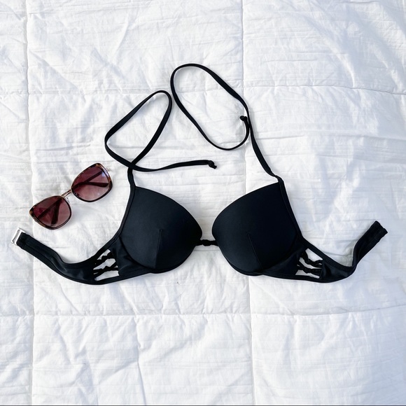Aeropostale Black Padded String Bikini Top Medium - Picture 10 of 10